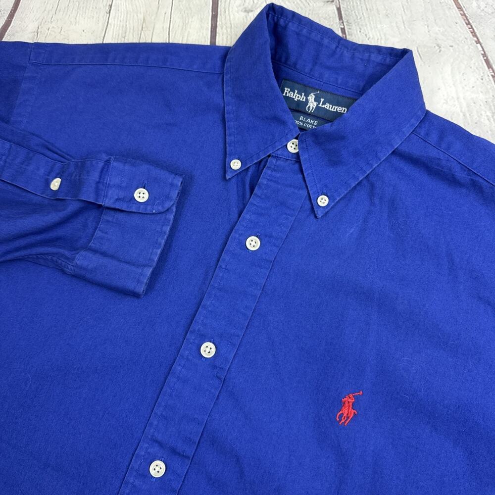 Men's Ralph Lauren Blake 100% Cotton Navy Blue Button Down Long Sleeve Shirt Med